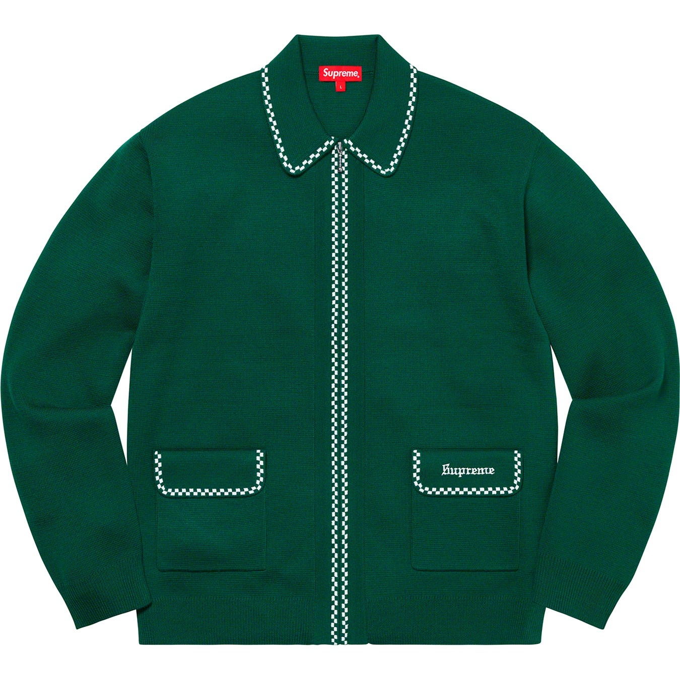 Checkerboard Zip Up Sweater view 5